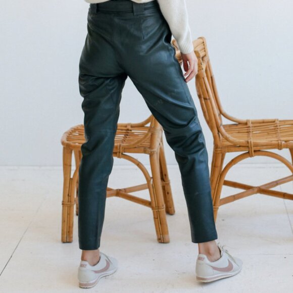 Just Female Need Supply Sago Leather Pants Trousers - Pine Grove Green - XS - Picture 2 of 4